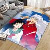 Inuyasha Flannel Pattern Square Carpet,Area Rug,Carpet Rug for Living Room Bedroom Sofa Playroom Decor,Non-slip Floor Mat