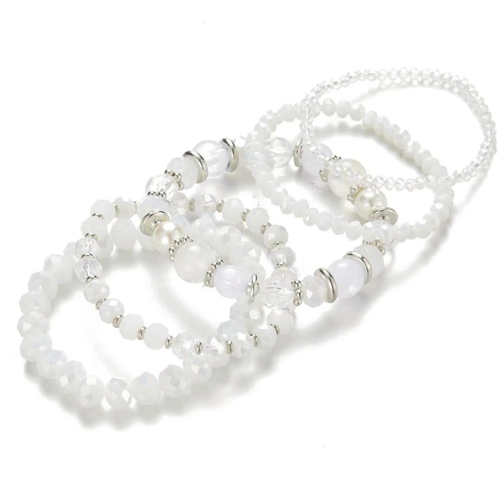 Faceted Layered Bracelet Elastic Stretch Multi-Strand Bracelet Stackable Bracelet  Daily Wear