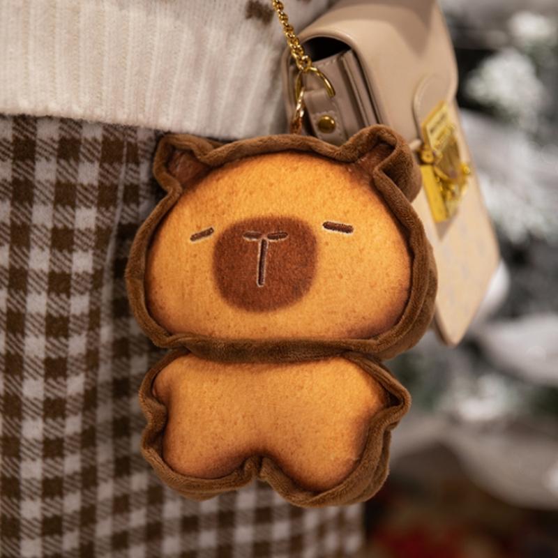 Kawaii Plush Biscuit Capybara Throw Pillow Cute Capibara Cake Cookie Toast Keychain Sofa Cushion Nap Sleeping Toys Birthday Gift