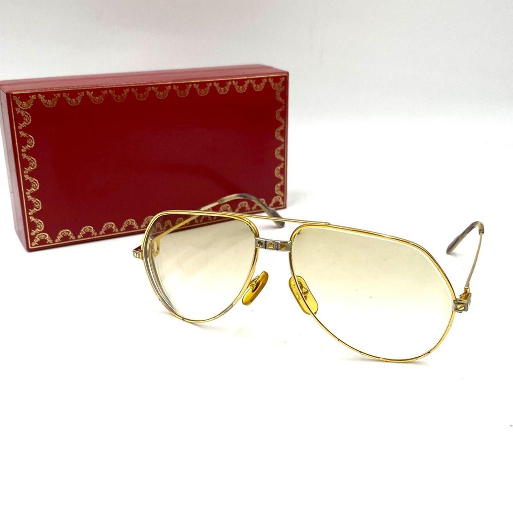 Used Cartier Cartier Glasses Glasses Prescription Glasses Frame Teardrop Gold Silver Vintage