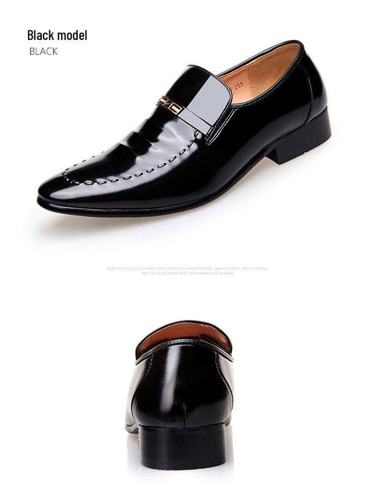 Men's Patent Leather Formal Shoes - Shiny Cowhide Pointed Toe Wedding Dress Shoes
