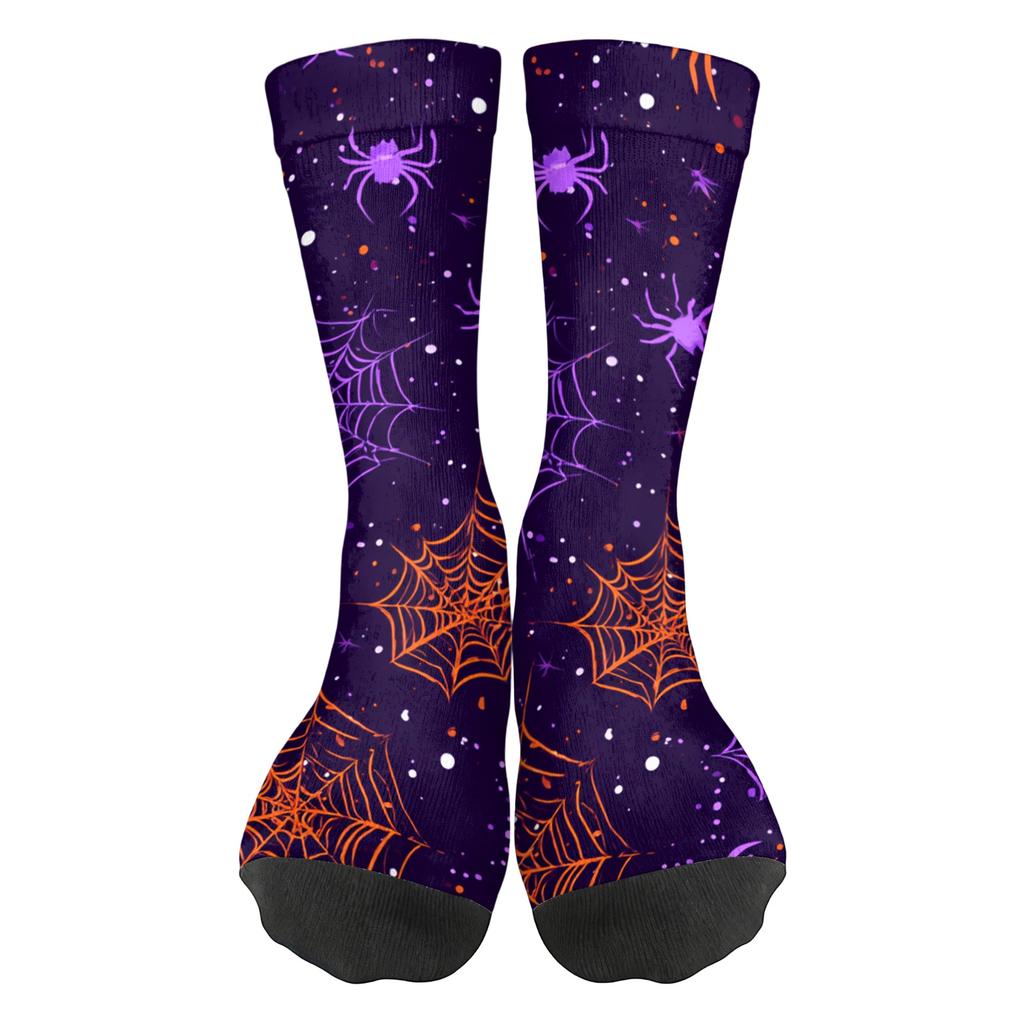 Unisex Mid-Calf Socks Breathable Comfortable Fit Halloween Patterned Socks with Elastic Cuff Suitable for Daily Wear and Seasonal Use
