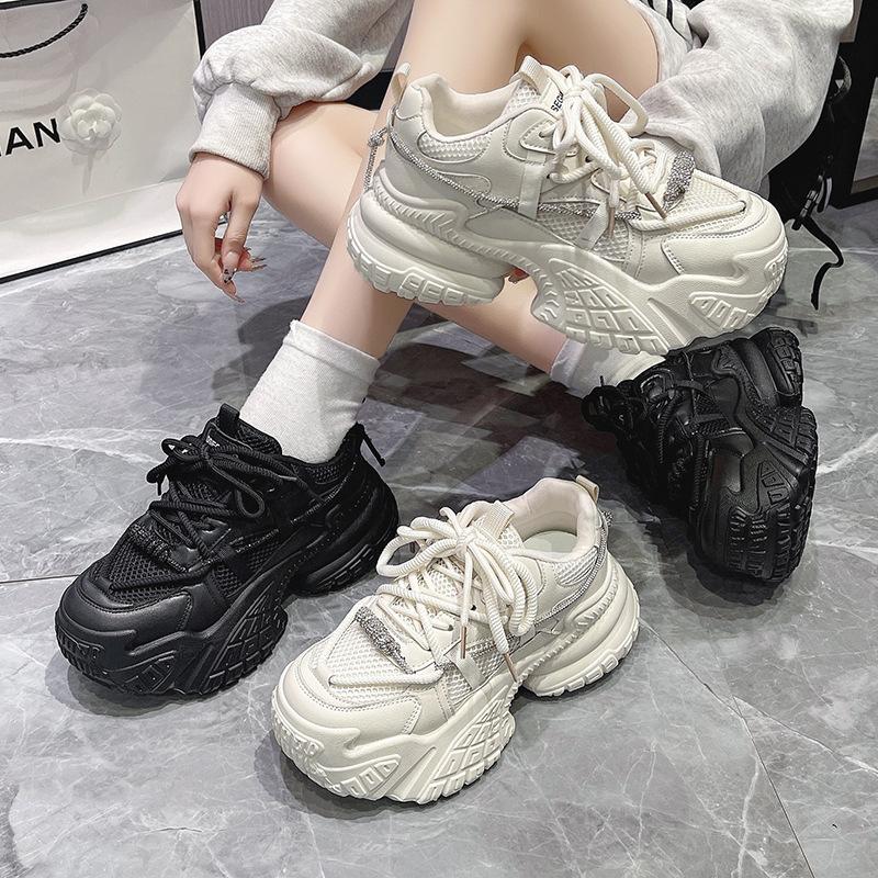 Leicht, klein und erhöhte Füße, lässige Damen-Sportschuhe mit dicker Sohle, neu für Herbst und Winter, schlicht