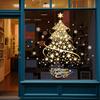 Christmas Decoration Window Stickers Golden Xmas Tree Window Clings Stickers Glass Mirror Sticker New Year Door Mural Sticker