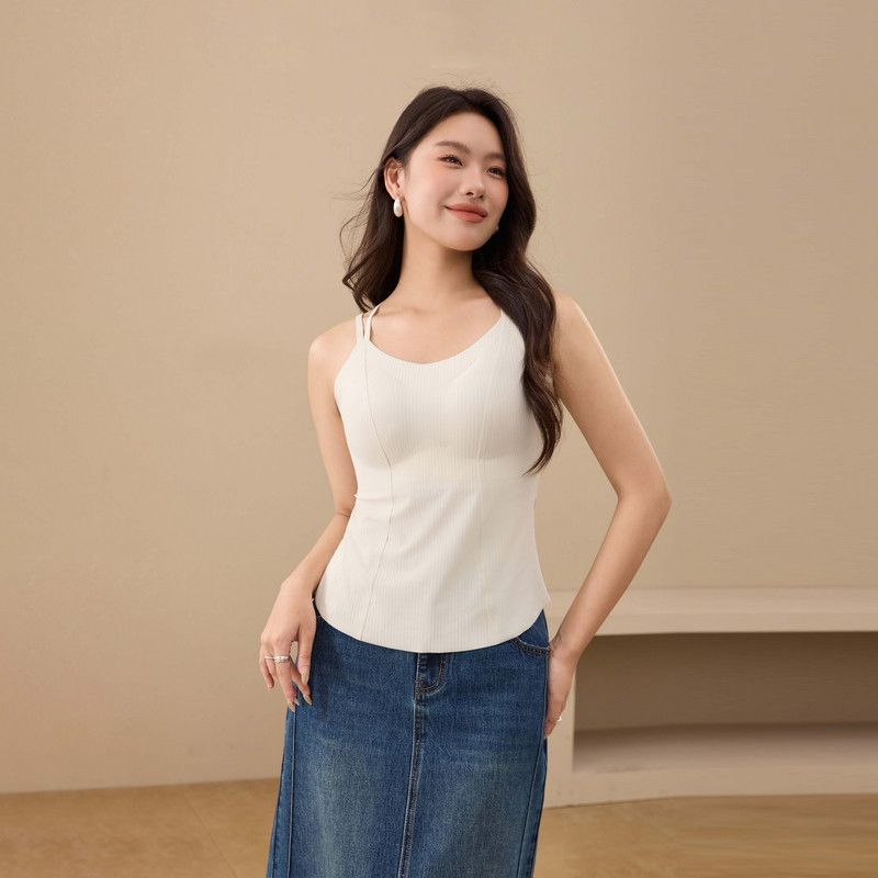 

Plus-Size Women s Clothing with Beautiful Back Design, Suitable for Outerwear or Inner Wear, Tank Top for Plus-Size Women, 2026 Spring New Model Off-White 1 4XL