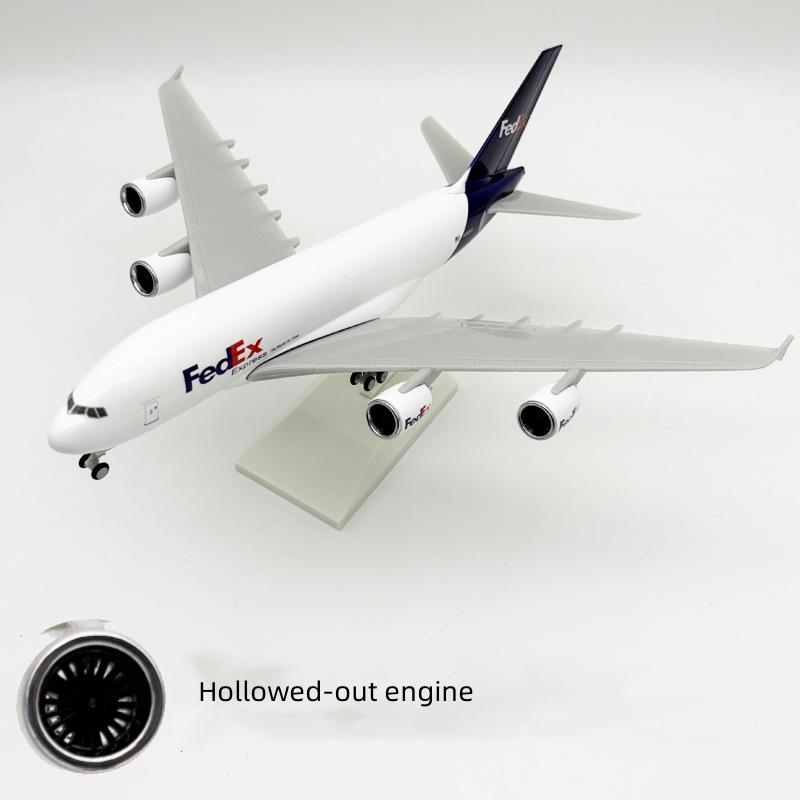 A380 30cm 1/240 Scale Fedex Airplane Resin Simulation Model With Aircraft Wheels & Base Toys Plane Office Decoration