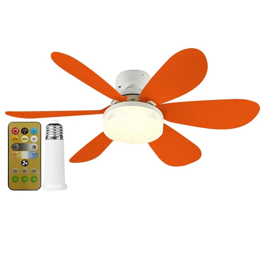 E27 Fassung Ventilator LED Licht E27 Sockel 42cm Innen Deckenventilator Licht Dimmbar Flacher Deckenventilator für Schlafzimmer Wohnzimmer Küche