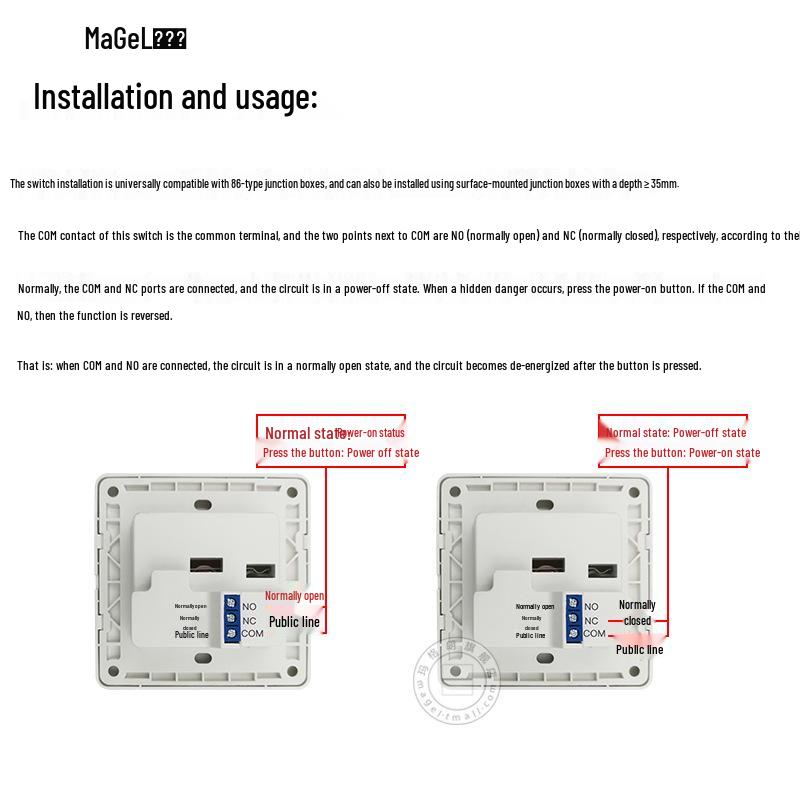 Buton de apel de alarmă de incendiu SOS de urgență tip 86 pentru hotel