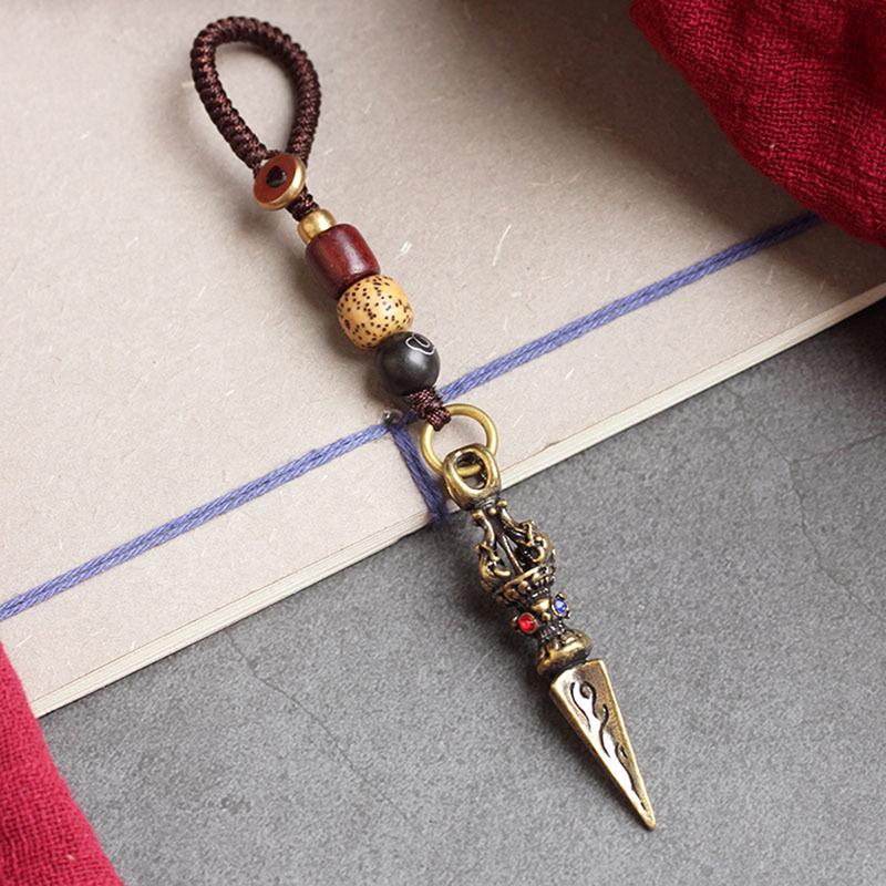 Pendentif Fait Main Pilon Religieux Pendentifs de Prière Pilon Vajra Bouddhiste Cuivre