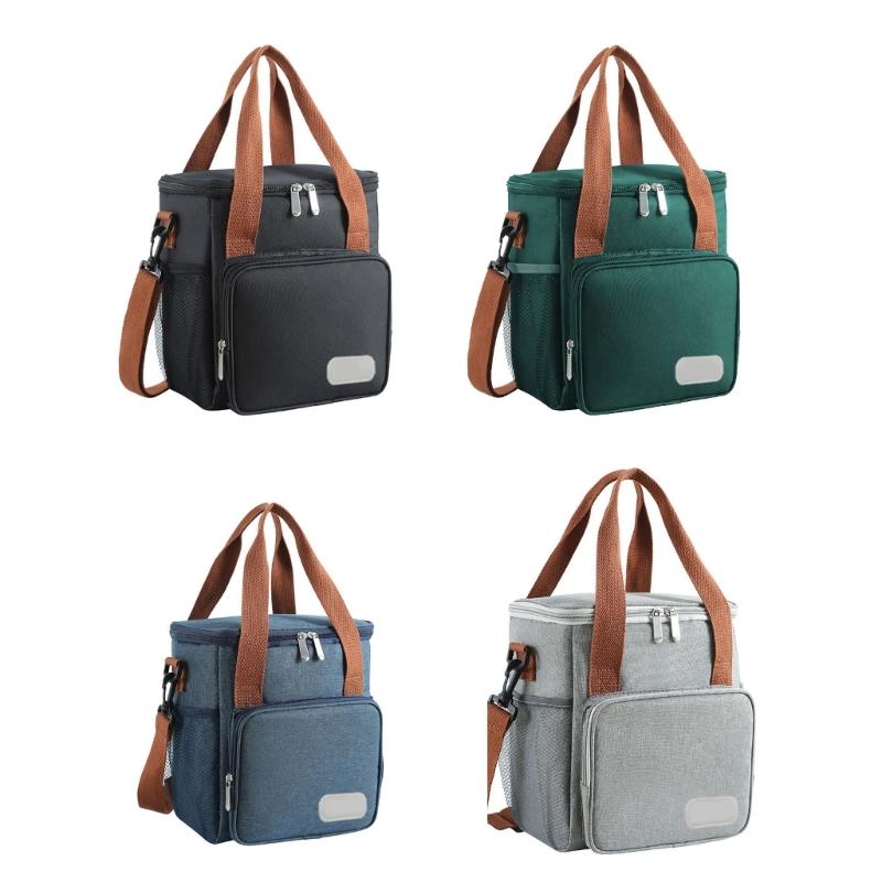 Insulated Food Container with Shoulder Belt Waterproof Lunch Storage Bag Large Capacity Multiple Pockets Box for Meal