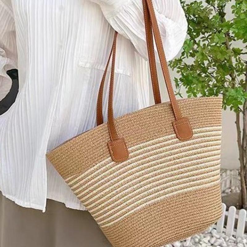 Straw bag women's summer woven bag handbag seaside vacation messenger bag large capacity women's bag tote bag