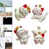 Cute Resin Small Lucky Cat Miniature Cat Figure Desktop Ornament Cat Decoration for Office Desk Car Dashboard