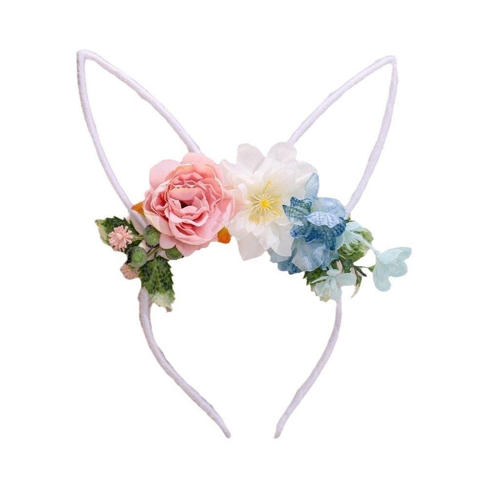 Colorful Easter Garland Artificial Flower Bunny Ears Hair Hoop Costume Party Accessories