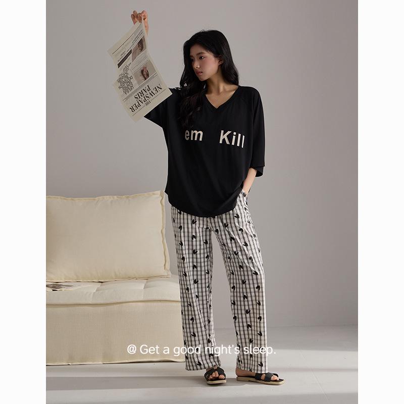 

Women s Modal Cotton Pajamas: Spring/Summer, Fashionable, Draping, Soft, Built-in Bra, Wearable Outside, Homewear. M (suitable for 155-160cm, 80-105 jin)