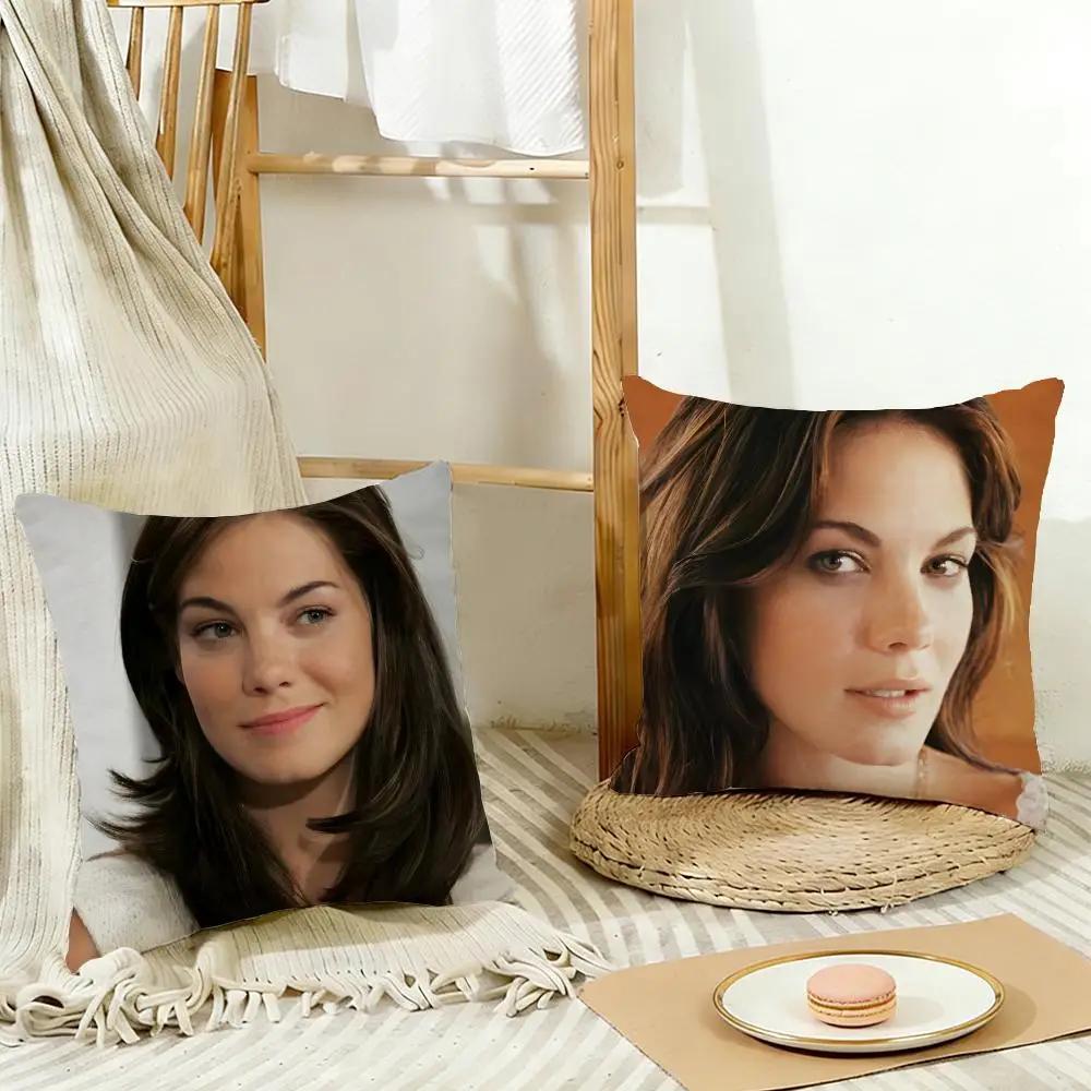 M-Michelle Monaghan Cushion Cover Washable Linen Pillowcase Soft For Daily Sofa Bed Home Room Decor
