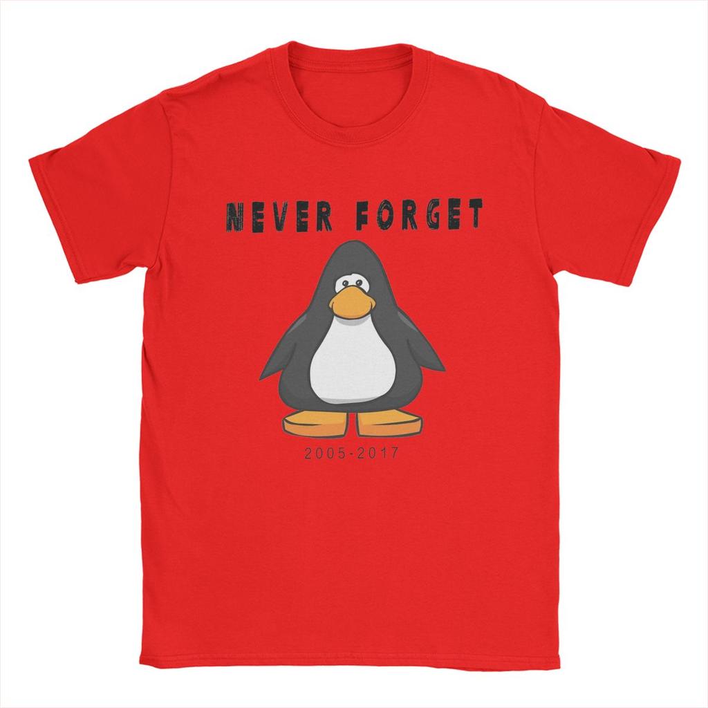 Men's Club Penguin Never Forget T Shirts Cotton Clothes Funny Short Sleeve Crewneck Tee Shirt Big Size T-Shirts