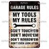 Vintage Auto Garage Metal Sign Vintage Plaque Rules Tin Sign Plate Wall Decor For Bar Club Man Cave Cartoon Art Painting  Poster