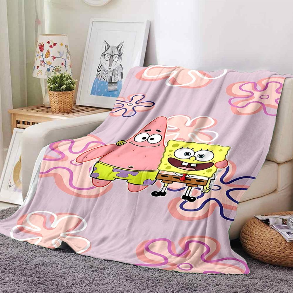 

1pc SpongeBob SquarePants Flannel Blanket Soft Cozy All-Season Throw for Bedroom, Sofa, Camping, Travel, Home Decor1086 80cmx120cm(31inx47in)