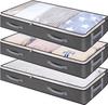 3 Pack Underbed Storage Bags 75L Foldable Clothes Bag Large Capacity Storage Containers With Clear Window Reinforced Handles Zip