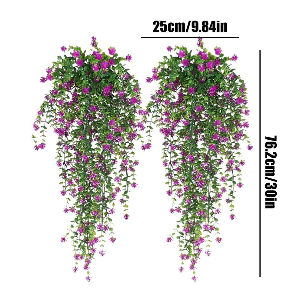 Artificial Hangable Plants 2Pieces Artificial Eucalyptus Greenery Realistic UV Resistant Wall Decoration For Living Room Patio