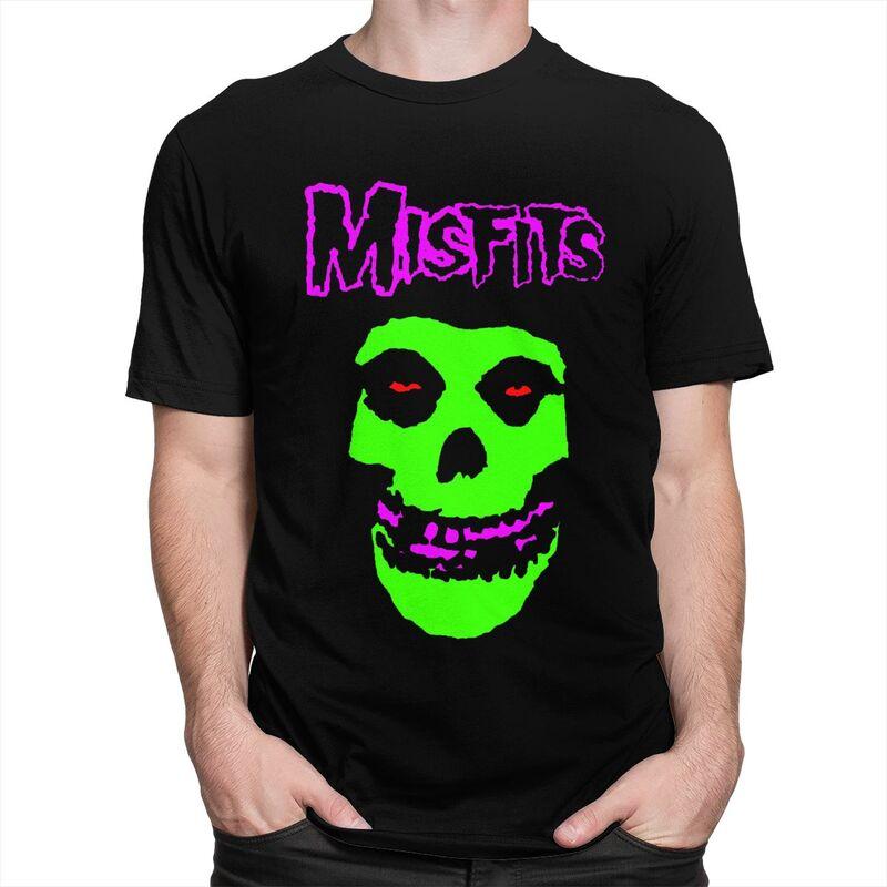 Custom Horror Punk Rock Misfits Skull T Shirt for Men 100 Cotton Tshirt Leisure Tees Tshirts Slim Fit