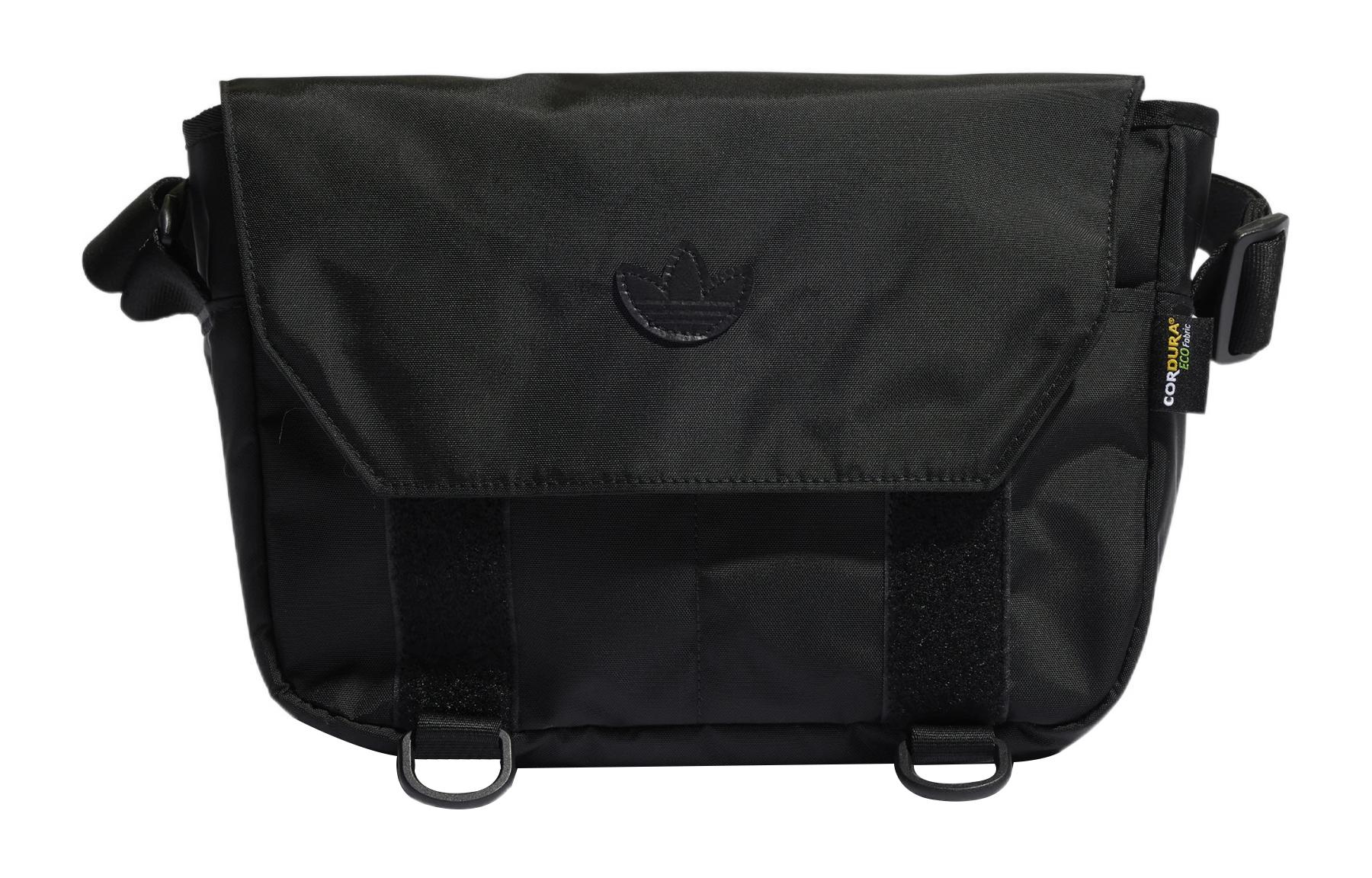 Adidas Originals Trefoil Textile, Nylon Messenger Bag, Shoulder Bag, Crossbody Bag Small Unisex Pure Black HL6697