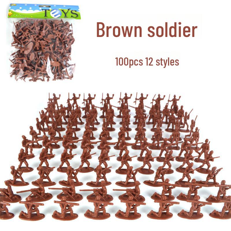 Military Simulation Model Soldier Set - 100-Piece War Scene Toy Set for Kids