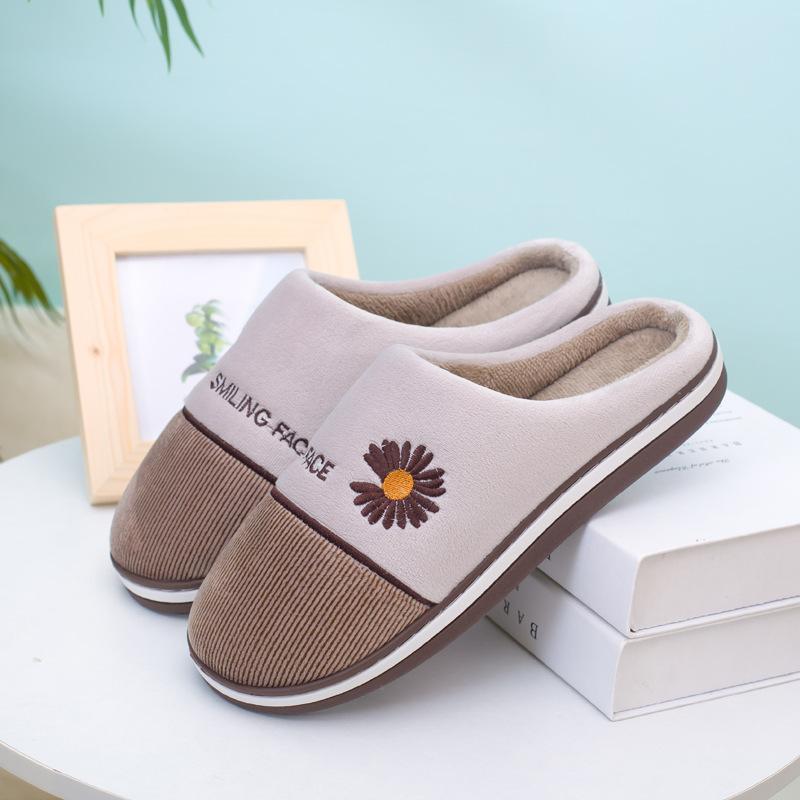 

Теплые хлопковые тапочки осень и зима домашние комнатные пара удобные нескользящие мягкая подошва хлопковый махровый 290 fits sizes 43-44 коричневый