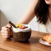 Underglaze Gift Box Ceramic Coffee Cup Mark with Lid and Spoon Creative Coconut Shell Women's Breakfast Cup