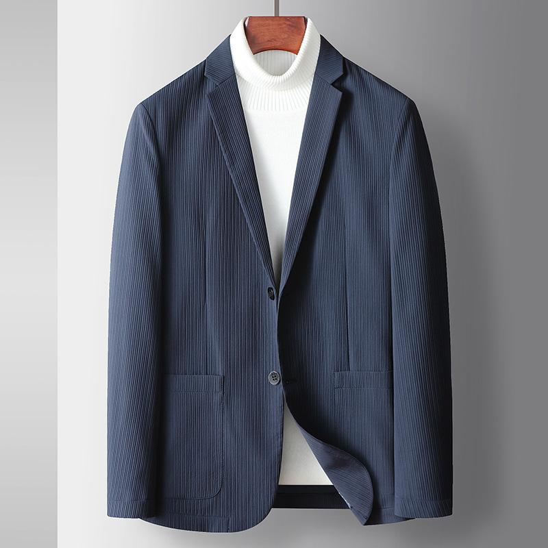 

Осенне-зимний легкий роскошный деловой пиджак в стиле «один на один» для людей среднего возраста и молодежи, однотонный, из микроэластичного материала 190 синий