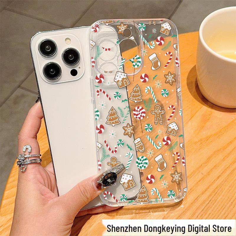 

Transparent iPhone Case: Snowflake & Gingerbread Man Design for iPhone 11-14 Models 11 ProMax