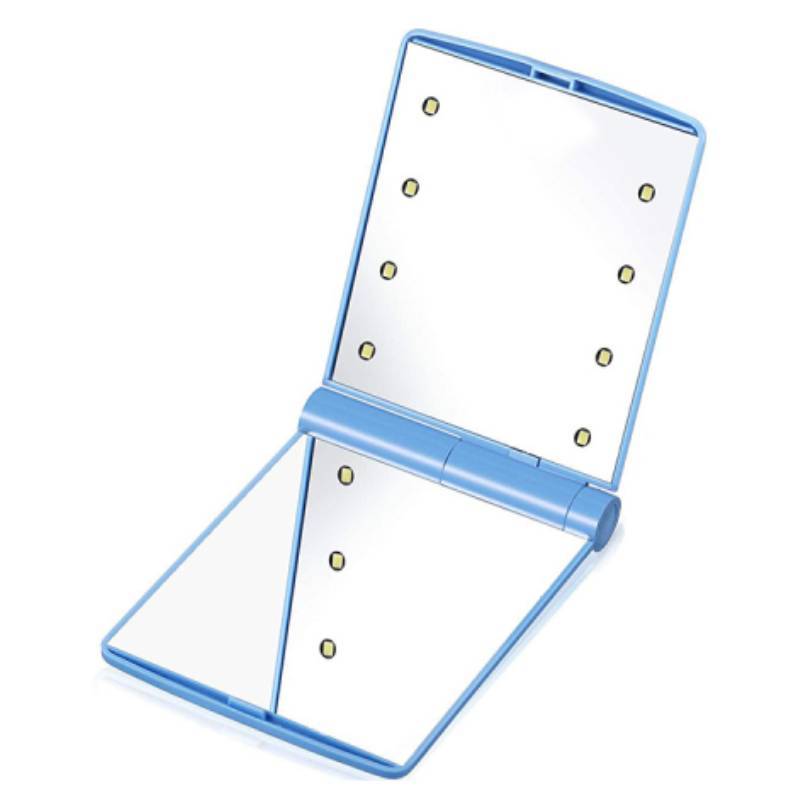 Portable Folding Makeup Mirror With Led Lights For Travel And Home Use