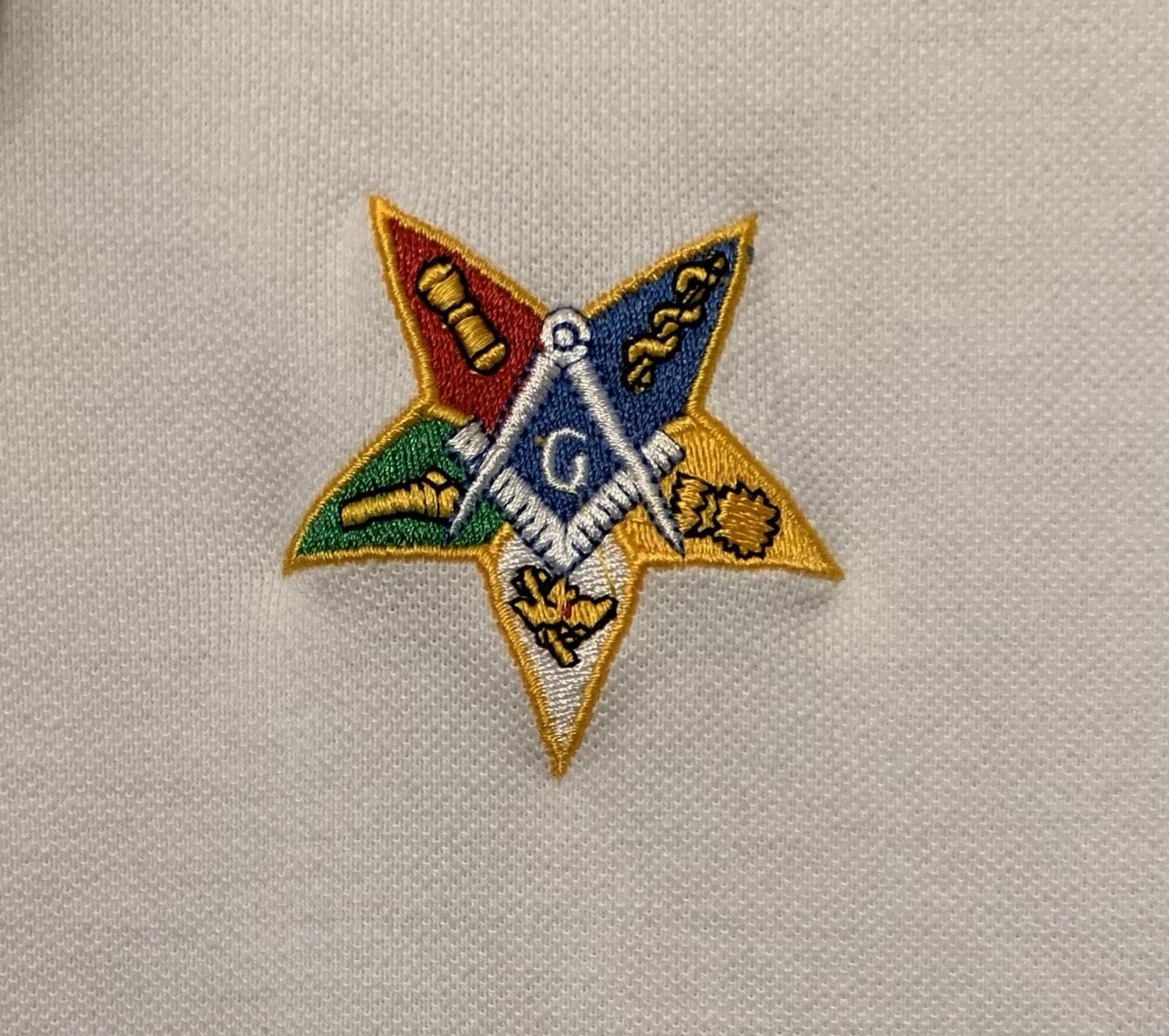 

Vtg Masonic Order of Eastern Star Polo Shirt XL (OES) Embroidered Compass Logo 4XL