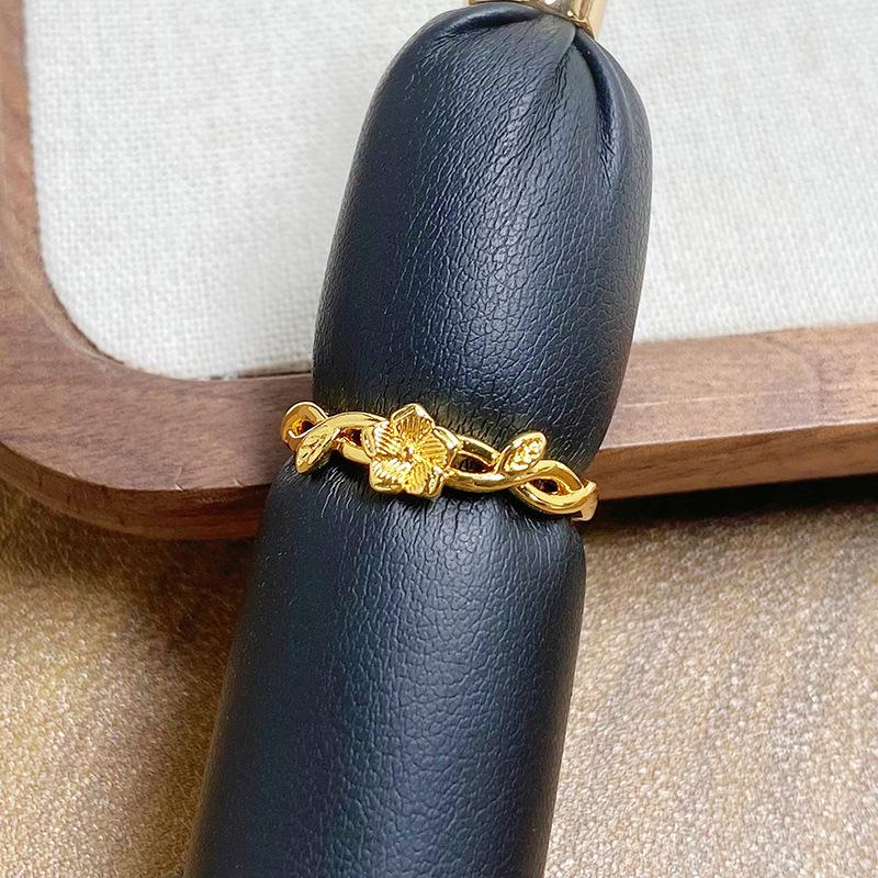 Medieval Vintage Brushed Qixi Festival Rose Opening Ring Women'S Light Luxury High Sense Niche Index Finger Ring