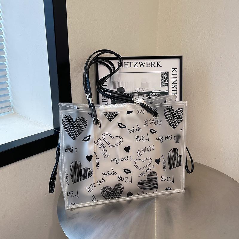 Summer Popular Large-capacity Tote Bag Women's New Fashion Graffiti Shoulder Jelly Bag Mother and Child Bag