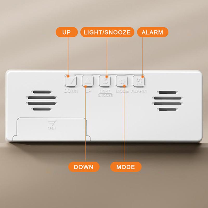 Digital Alarm Clock Led Electronic Clock Snooze Temperature Adjustable Brightness Control For Home Bedroom Office