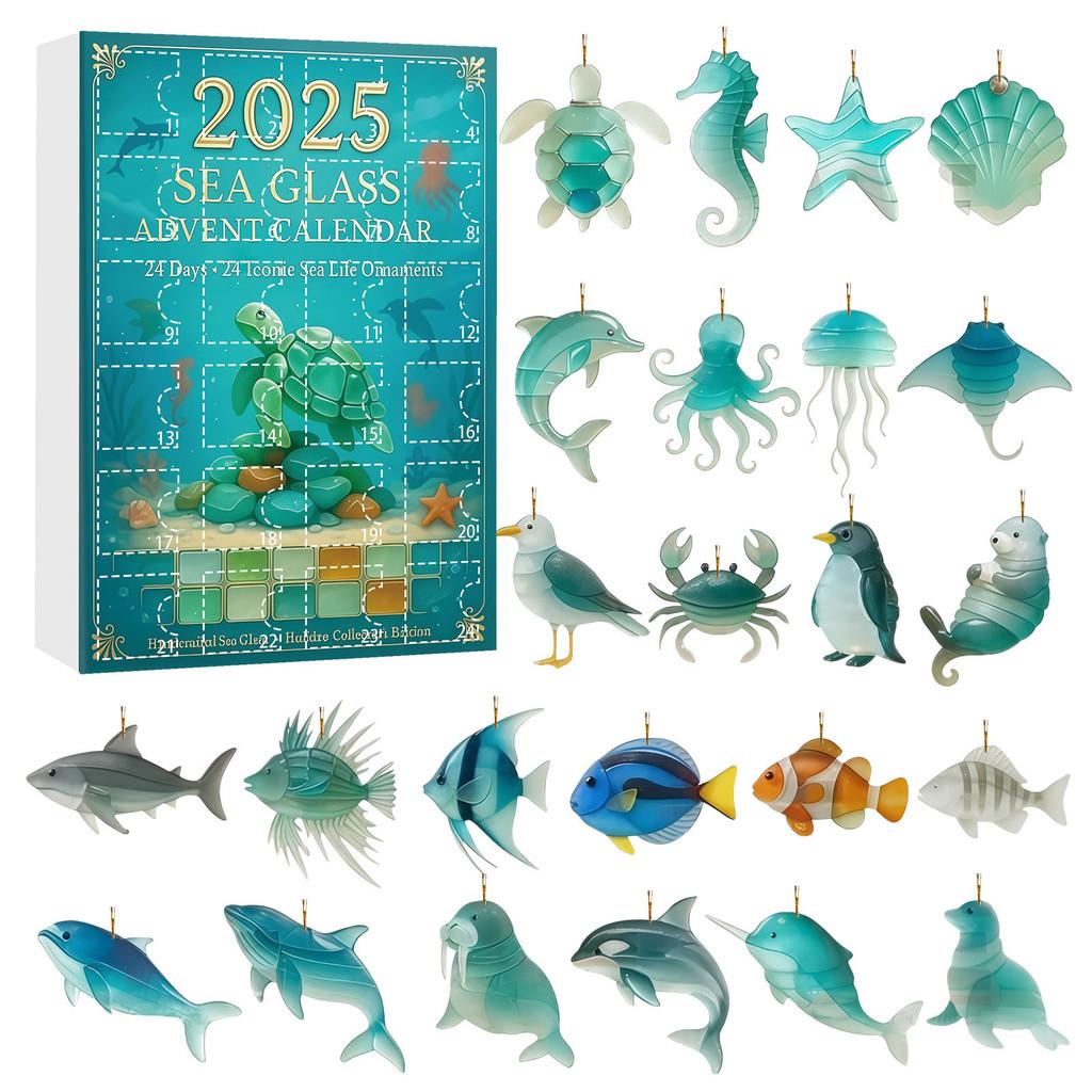 Christmas Advent Calendar Marine Life Acrylic Decorations For Holiday Party And Gift Giving