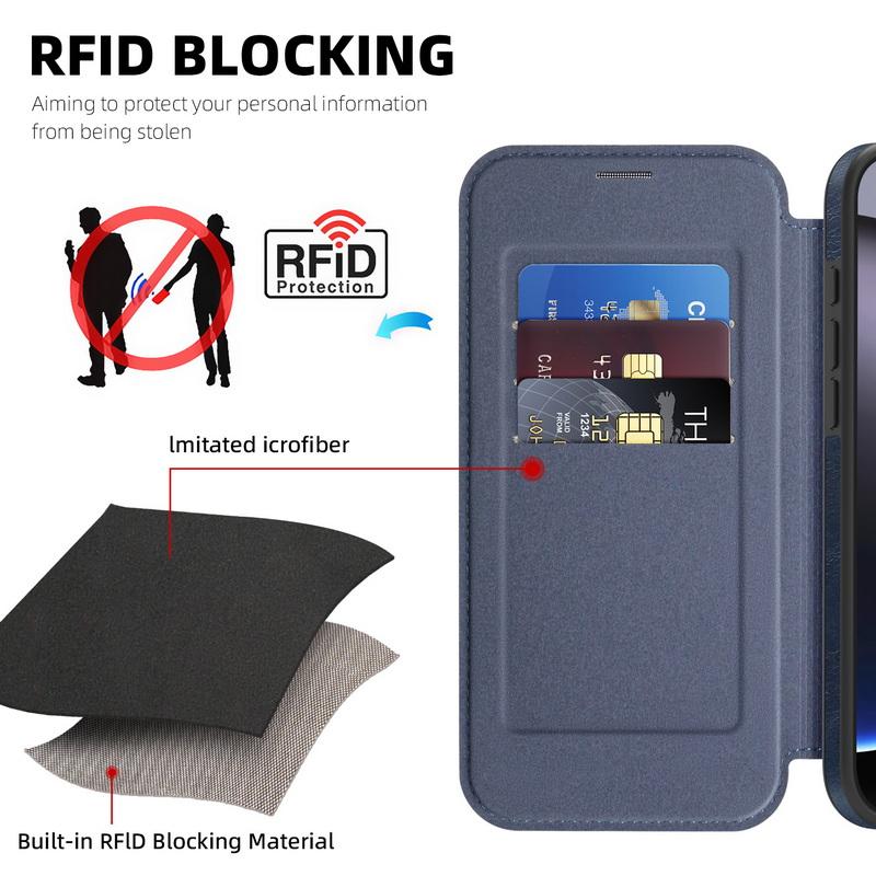 Custodia a Portafoglio in Pelle di Lusso con Porta Carte per iPhone 16 Pro Max 15 Pro 14 13 12 11 per Magsafe Antiurto Ricarica Wireless Cover Magnetica Bumper