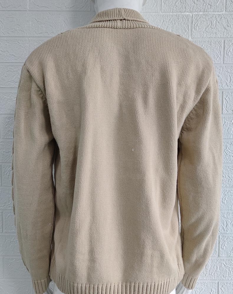 Pánský svetr s výstřihem do V ve velké velikosti, úzký pletený svetr, jednobarevný, na knoflíky, podzimní móda