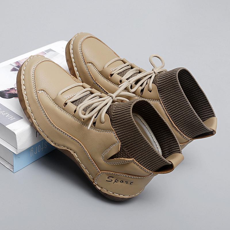 Women Hiking Shoes Driving Shoes High Top Beige Green Black Ankle Boots Casual Plus Size Outdoor Shoes