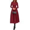 Damenmode Lässig A-Linie Elegant Bescheidenes Winter-Partykleid Langarm Midi-Kleid