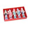 6pcs Festival Wood Soldier Figurines Holiday Nutcrackers Ornament in Soft Color for Creative Party Decoration