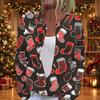 Cardigan in Maglia da Donna con Stampa Natalizia, Manica Lunga, con Bottoni