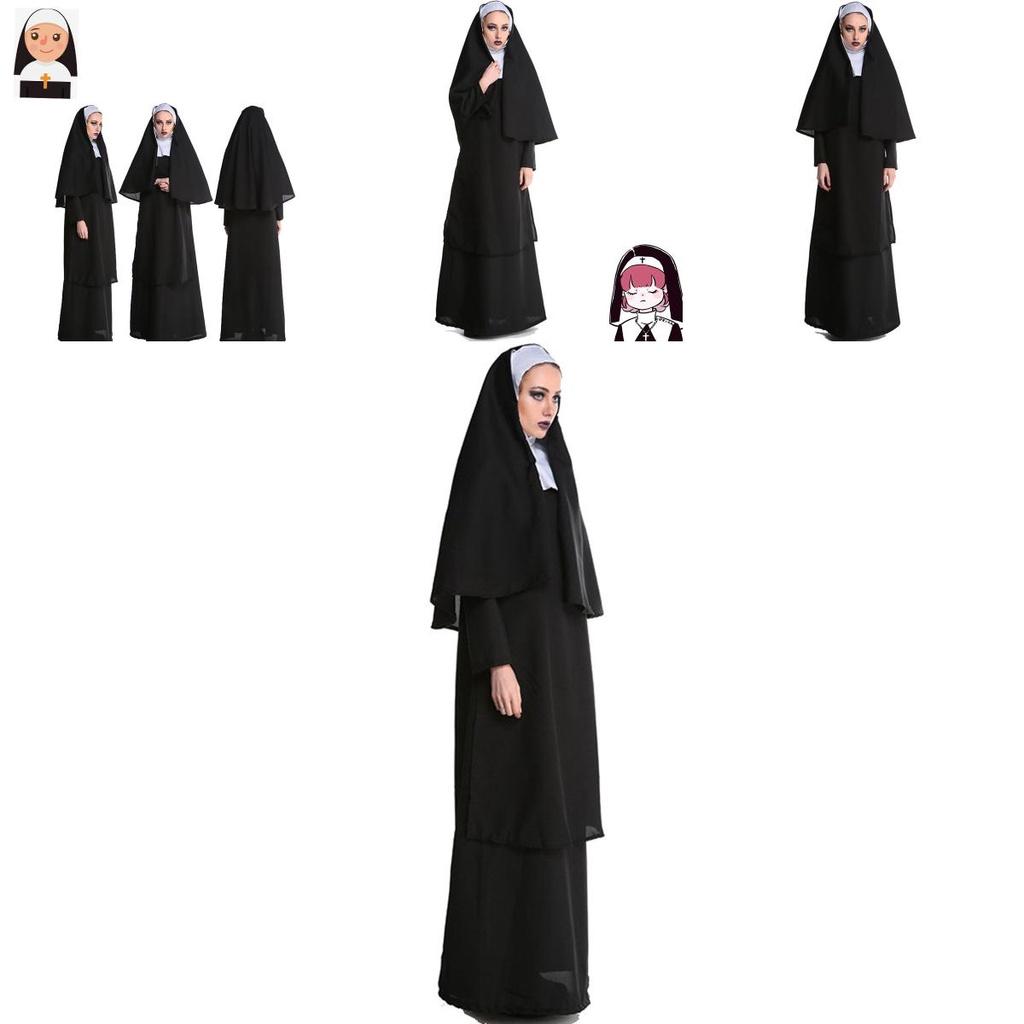 Adult Halloween Costume Cosplay Nun Outfit For Stage Performances L Xl)