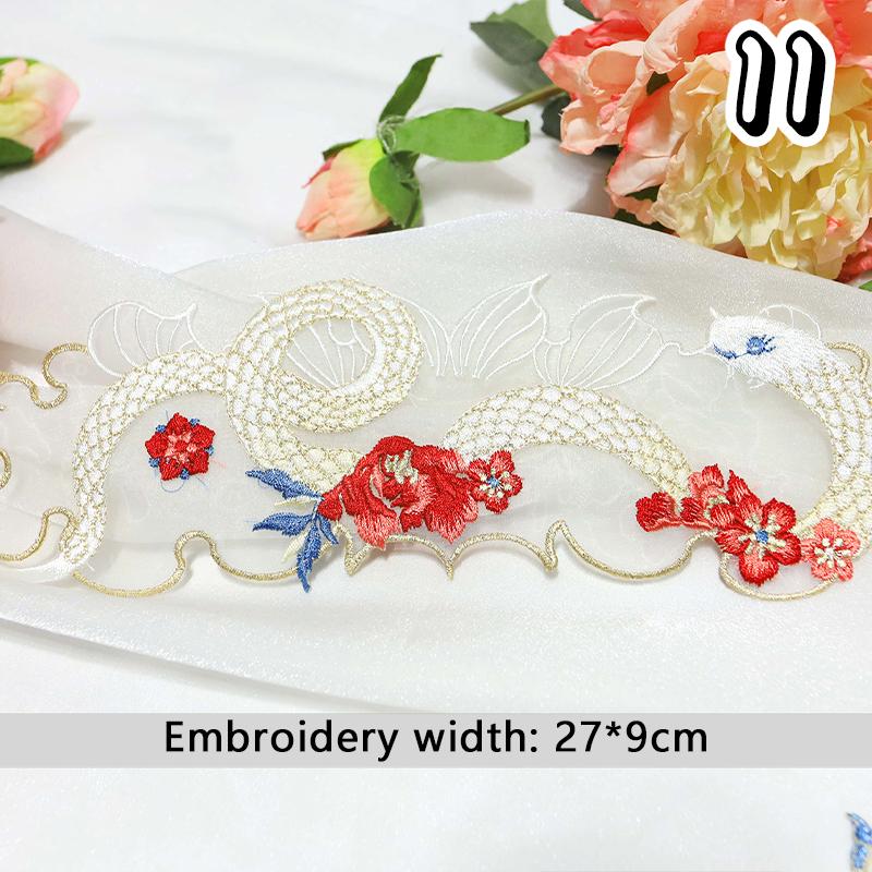 1 Pcs Chinese Style Embroidery Patch Hanfu Cheongsam Decor Trims Collar Waist Lace Shirts Neckline Edge DIY Sewing Accessories