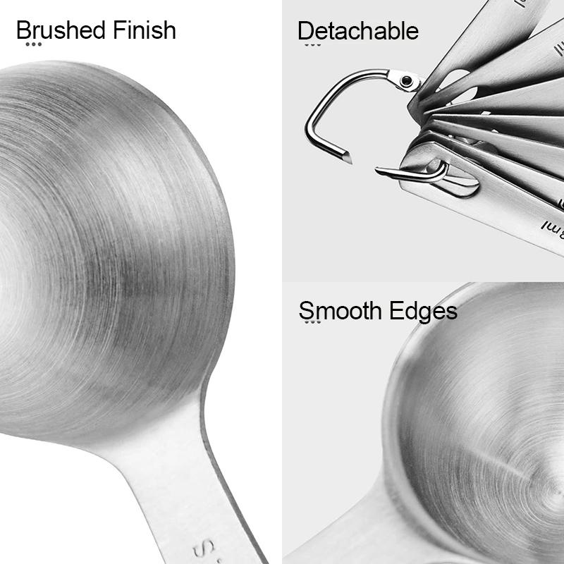 6pcs/set Stainless Steel Measuring Spoons Set Measuring Spoons for Baking Sugar Coffee Measure Scoop Kitchen Meters Kit LS006