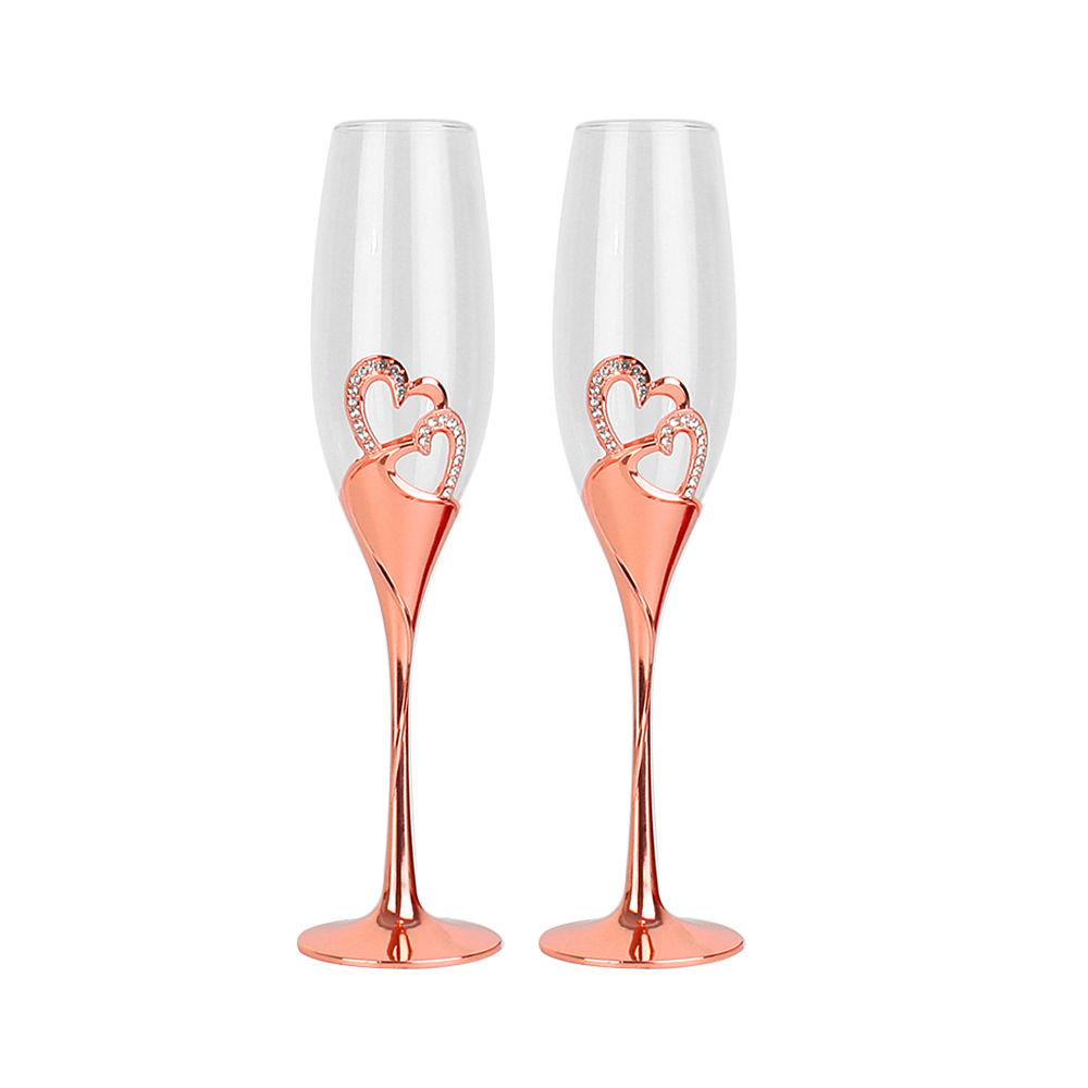 Heart-shaped Champagne Glass Gift Goblet Lead-free Crystal Glass Household Gift Wedding Couple Cup Box 2 Pcs