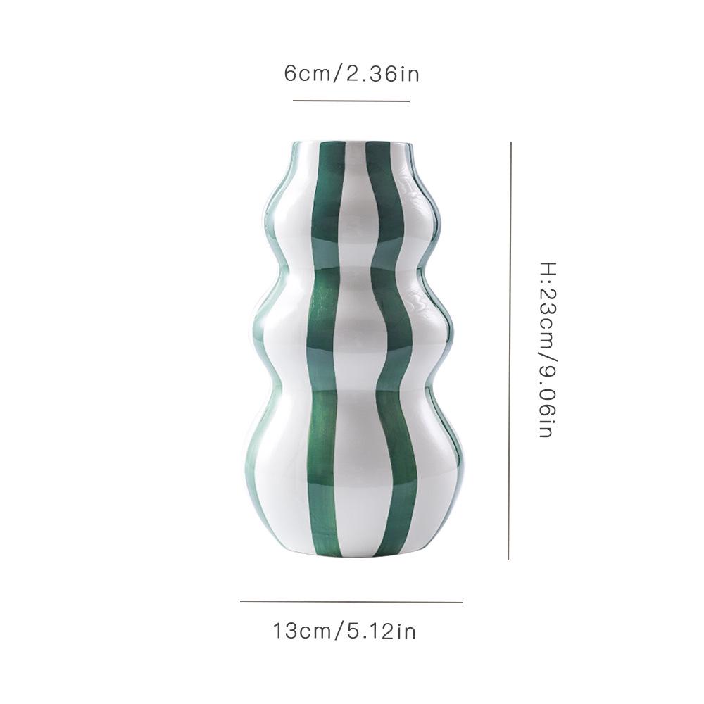 Vase Céramique Minimaliste Nordique à Rayures - Ornement Peint à la Main pour Arrangements Floraux Créatifs dans Décoration d'Intérieur Haut de Gamme.