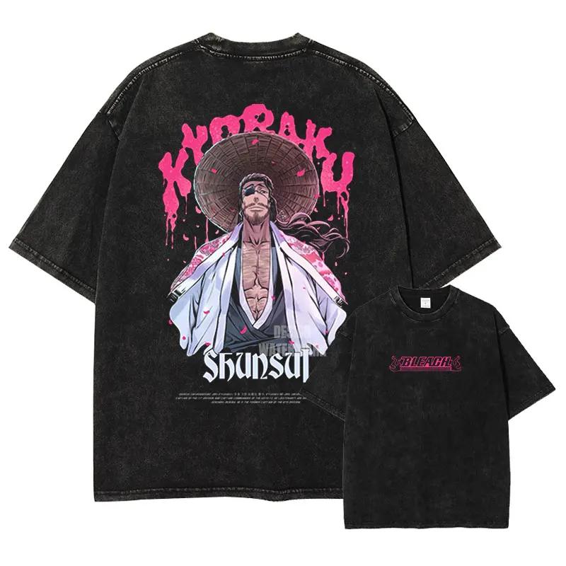 Bandai Anime B-Bleach Maglietta Vintage Lavata Unohana Retsu Magliette Retro Harajuku Renji Uryuu Ichigo Top Magliette Uomo