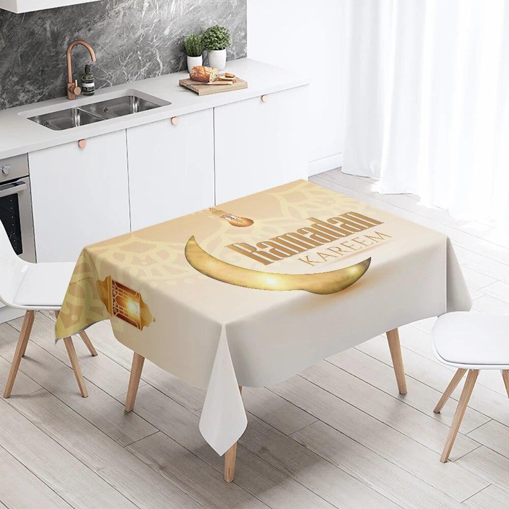 Ramadan Kareem Home Decoration Tablecloth Islamic Muslim Mosque Decoration Tablecloth Waterproof and Stain Resistant